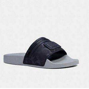 Coach Black Slide Sandals With Pocket, 8D